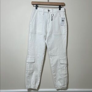 Sanctuary Brooklyn Women’s Cream Denim Cargo Pants Size 25 New With Tags